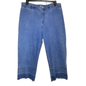 Old Navy women's plus size 18 released hem cropped jeans frayed hem high rise